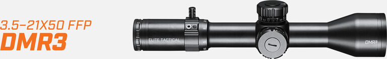 Elite Tactical DMR3 Riflescope on light background Elite Tactical DMR3 Riflescope on light background